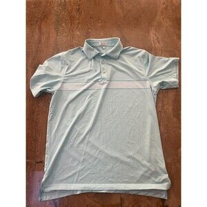 PETER MILLAR Golf Mens L Polo Shirt Summer Comfort Light Blue Golf Stretch
